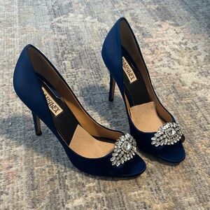 Badgley Mischka Midnight Blue Jeweled Heels